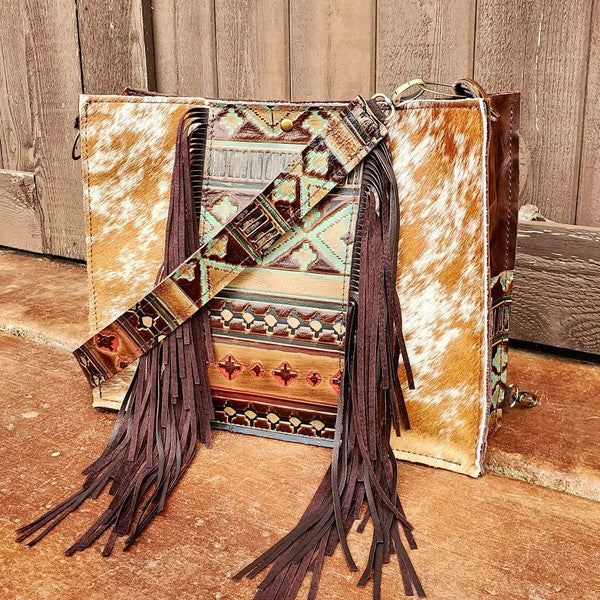 Large Box Bag Hair Hide with Accent w fringe