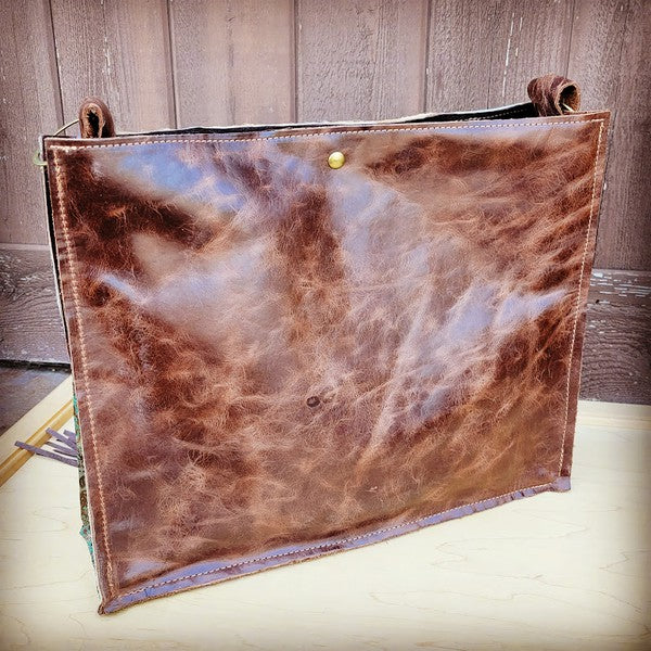 Large Handbag w/  Turquoise Brown Paisley fringe