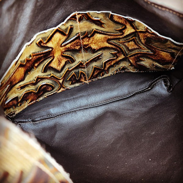 Montana Leather Hobo Handbag in Brown Laredo