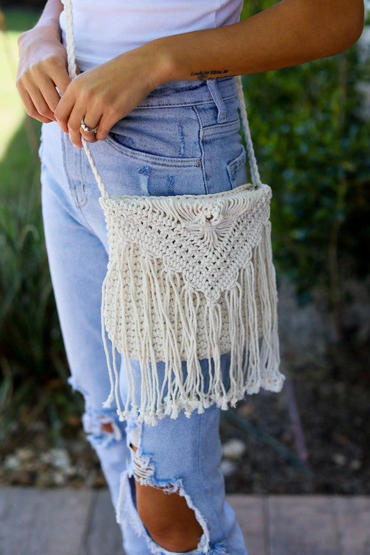 Handmade Macrame Tassel Crochet Handbag