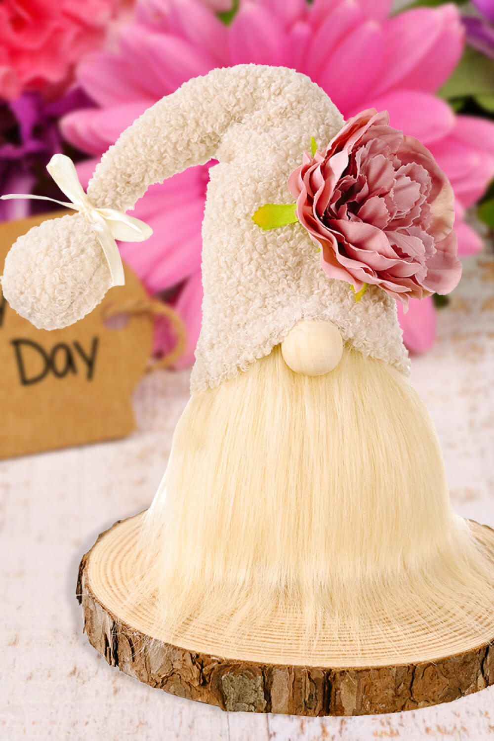 Mother's Day Flower Decor Pom-Pom Trim Faceless Gnome