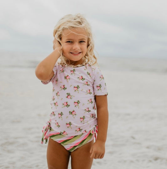 Oopsie Daisy Girls Pink Floral Rash Guard Swimsuit